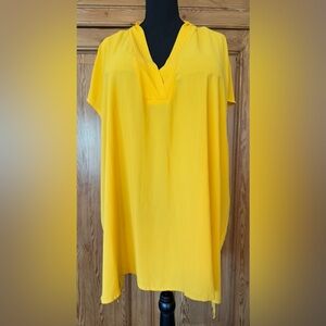 Eloquii Yellow Short Sleeve Relaxed Tunic Top